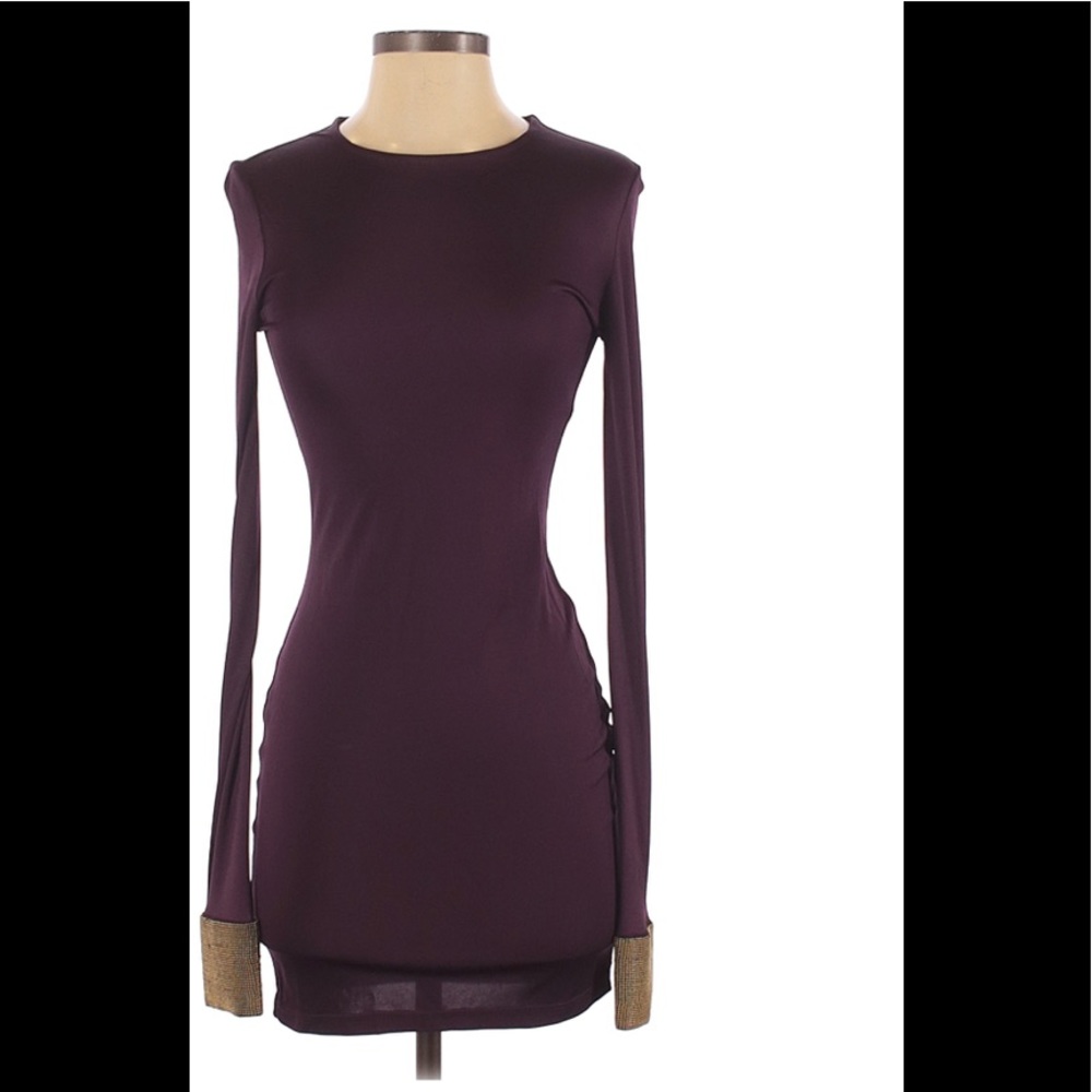 NWT Saloni Purple Beaded Sleeve Dress- SZ US8/UK12